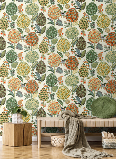 product image for Blooming Bulbs Peel & Stick Wallpaper in Melon & Spruce 19