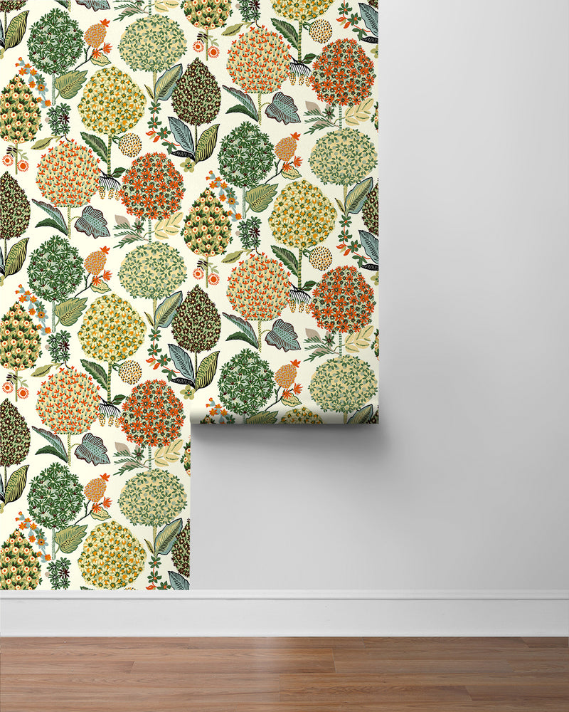 media image for Blooming Bulbs Peel & Stick Wallpaper in Melon & Spruce 230