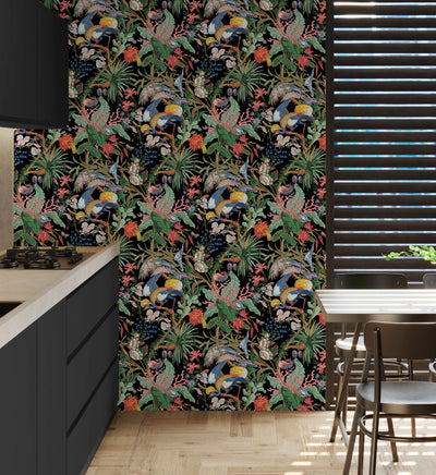 product image for Tropical Canopy Peel & Stick Wallpaper in Ebony 69