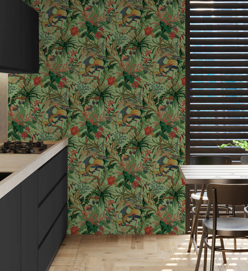 media image for Tropical Canopy Peel & Stick Wallpaper in Seagreen 225