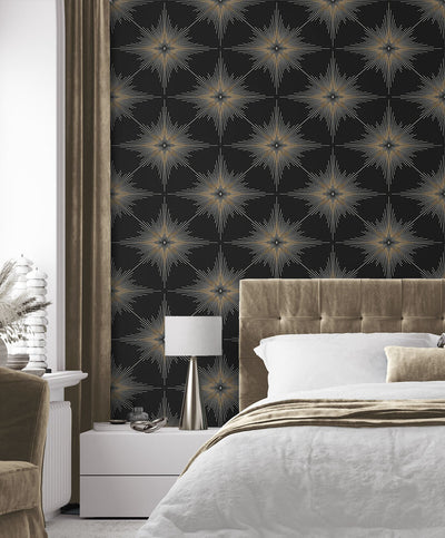 product image for Stellar Geo Peel & Stick Wallpaper in Ebony 0