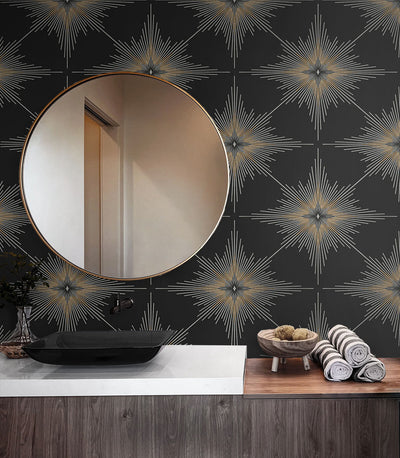 product image for Stellar Geo Peel & Stick Wallpaper in Ebony 50