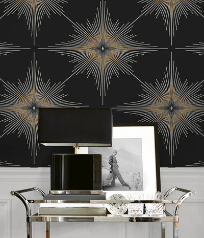 product image for Stellar Geo Peel & Stick Wallpaper in Ebony 55