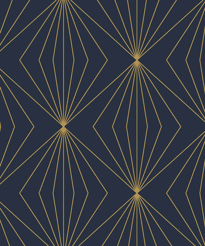 product image of Gem Geometric Peel & Stick Wallpaper in Dark Blue & Metallic Gold 586