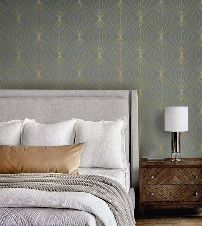 product image for Gem Geometric Peel & Stick Wallpaper in Grey & Metallic Gold 23