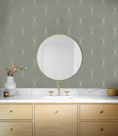 product image for Gem Geometric Peel & Stick Wallpaper in Grey & Metallic Gold 7