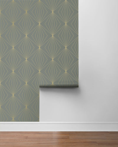 product image for Gem Geometric Peel & Stick Wallpaper in Grey & Metallic Gold 22