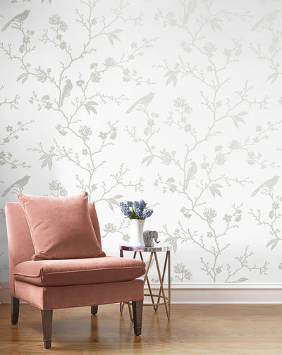 product image for Songbird Chinoiserie Peel & Stick Wallpaper in Nickel 9