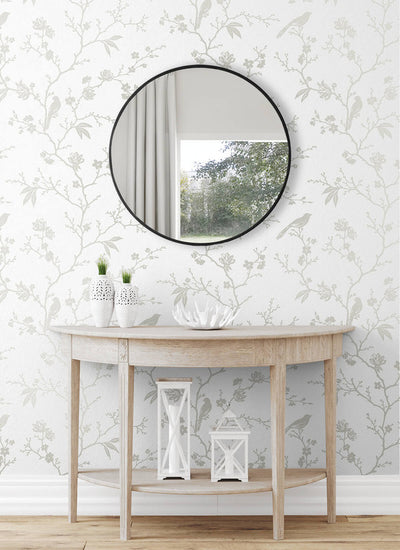 product image for Songbird Chinoiserie Peel & Stick Wallpaper in Nickel 34