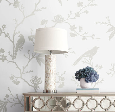 product image for Songbird Chinoiserie Peel & Stick Wallpaper in Nickel 58