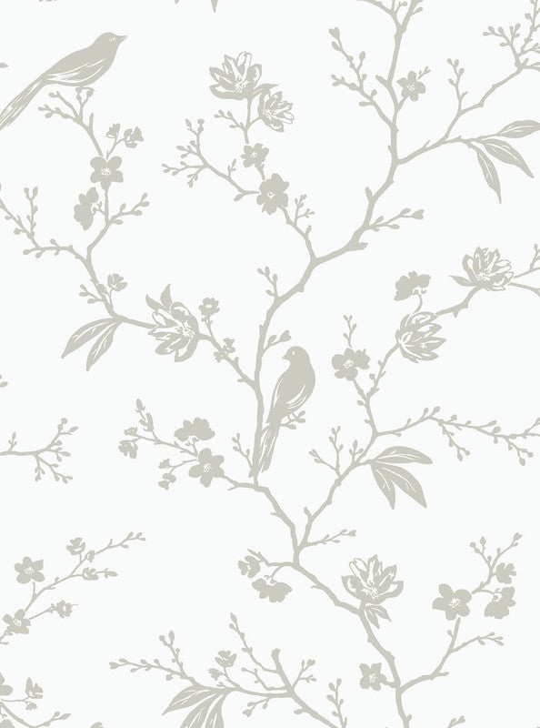 media image for Songbird Chinoiserie Peel & Stick Wallpaper in Nickel 211