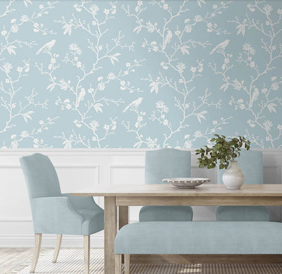 product image for Songbird Chinoiserie Peel & Stick Wallpaper in Blue Skies 70