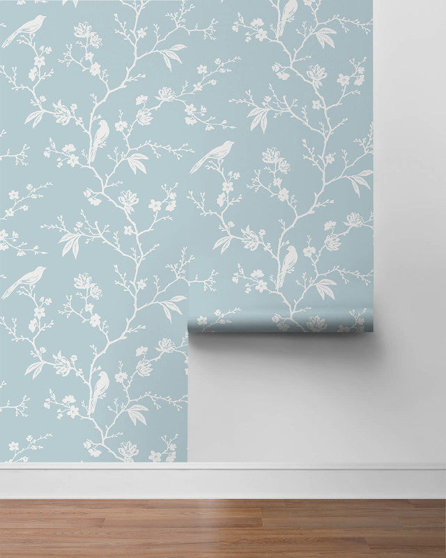 media image for Songbird Chinoiserie Peel & Stick Wallpaper in Blue Skies 259