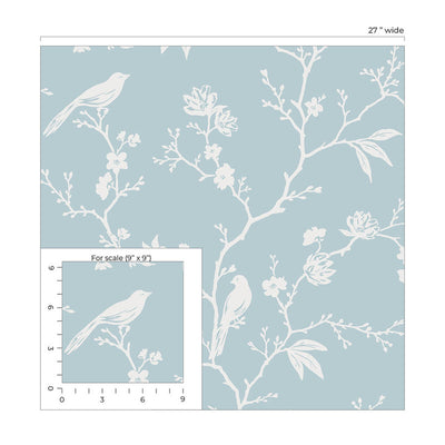 product image for Songbird Chinoiserie Peel & Stick Wallpaper in Blue Skies 69