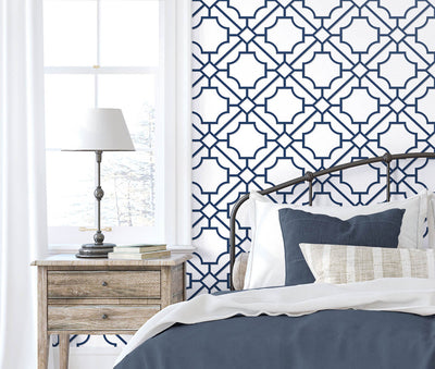 product image for Lattice Geo Peel & Stick Wallpaper in Navy Blue 60