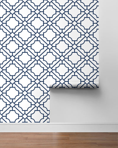 product image for Lattice Geo Peel & Stick Wallpaper in Navy Blue 0