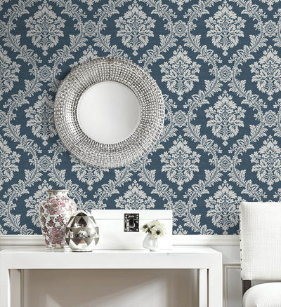 product image for Seaside Damask Peel & Stick Wallpaper in Denim Blue 44