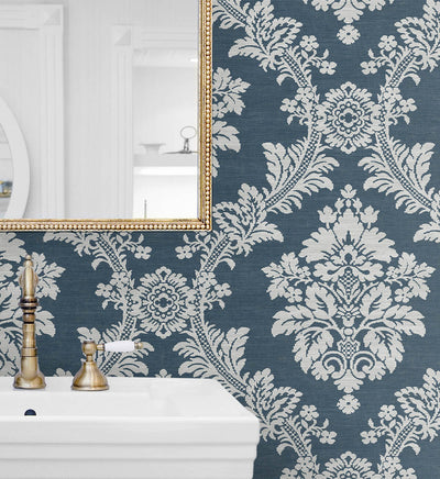 product image for Seaside Damask Peel & Stick Wallpaper in Denim Blue 19