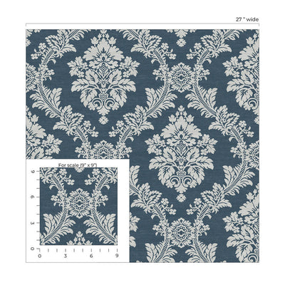 product image for Seaside Damask Peel & Stick Wallpaper in Denim Blue 52