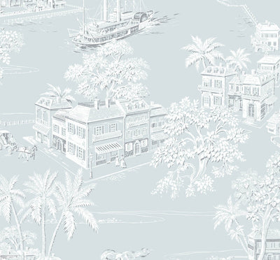 product image of Coastline Toile Peel & Stick Wallpaper in Blue Mist 532