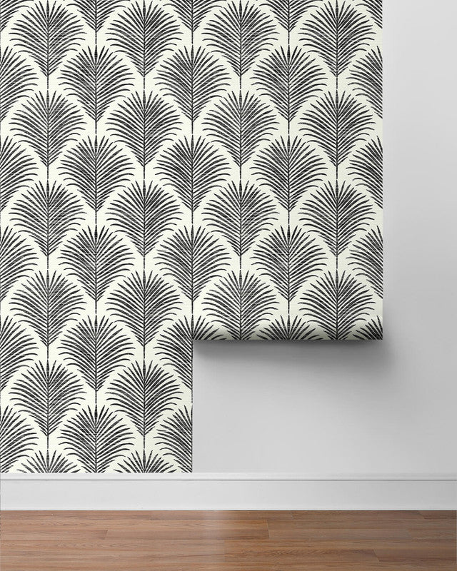 media image for Grassland Palm Peel & Stick Wallpaper in Inkwell & Off-White 221