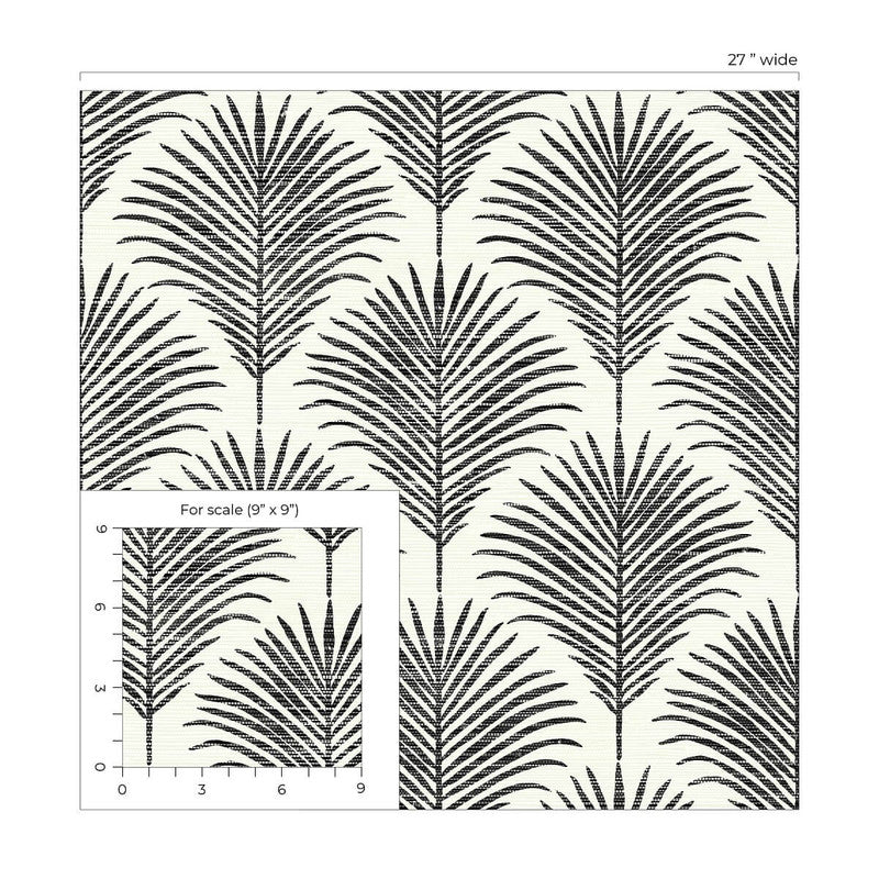 media image for Grassland Palm Peel & Stick Wallpaper in Inkwell & Off-White 261