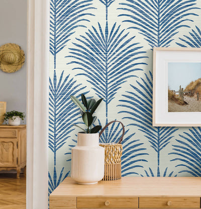 product image for Grassland Palm Peel & Stick Wallpaper in Coastal Blue 14