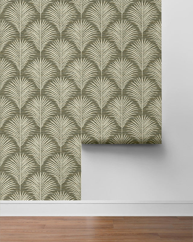 media image for Grassland Palm Peel & Stick Wallpaper in Charcoal & Sand 260