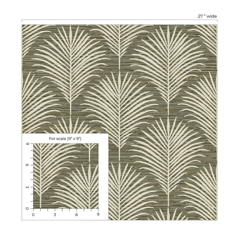 media image for Grassland Palm Peel & Stick Wallpaper in Charcoal & Sand 293