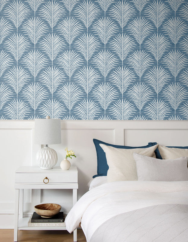 media image for Grassland Palm Peel & Stick Wallpaper in Blue Lagoon 292