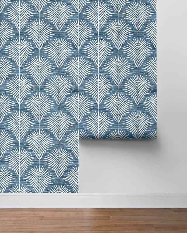 media image for Grassland Palm Peel & Stick Wallpaper in Blue Lagoon 220