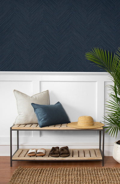 product image for Chevron Stripe Peel & Stick Wallpaper in Dark Blue 84