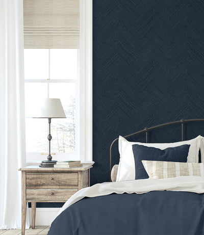 product image for Chevron Stripe Peel & Stick Wallpaper in Dark Blue 25