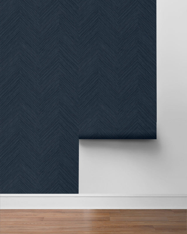 media image for Chevron Stripe Peel & Stick Wallpaper in Dark Blue 289