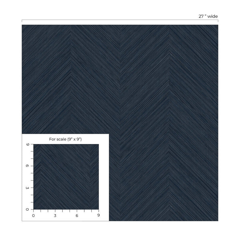 media image for Chevron Stripe Peel & Stick Wallpaper in Dark Blue 259