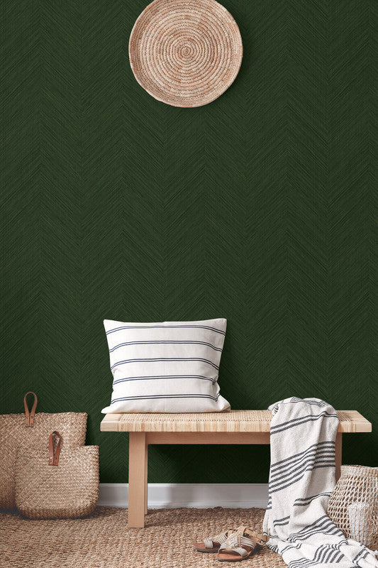 media image for Chevron Stripe Peel & Stick Wallpaper in Green 228