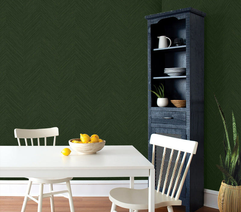 media image for Chevron Stripe Peel & Stick Wallpaper in Green 261