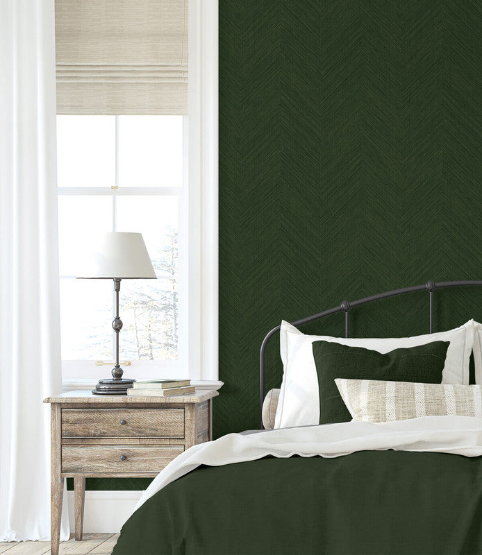 media image for Chevron Stripe Peel & Stick Wallpaper in Green 221