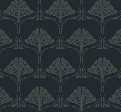 product image for Deco Floral Peel & Stick Wallpaper in Midnight Blue & Juniper 75