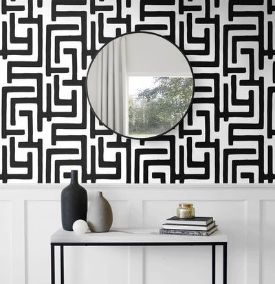 product image for Graphic Maze Peel & Stick Wallpaper in Black 68