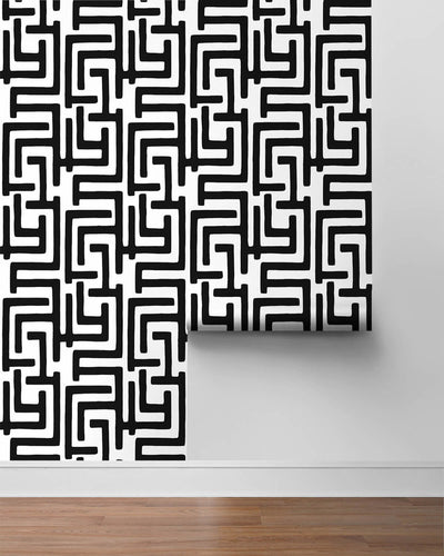 product image for Graphic Maze Peel & Stick Wallpaper in Black 87