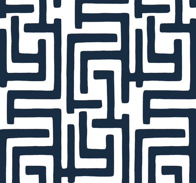 product image for Graphic Maze Peel & Stick Wallpaper in Dark Blue 57