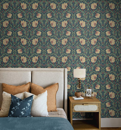 product image for Pimpernel Garden Peel & Stick Wallpaper in Bluestone & Clay 96