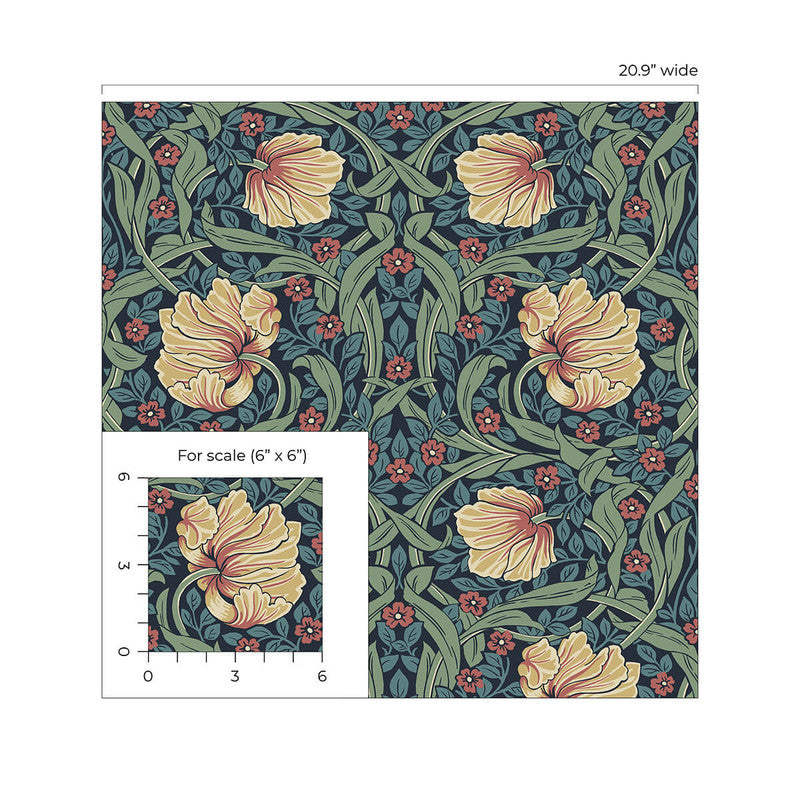 media image for Pimpernel Garden Peel & Stick Wallpaper in Bluestone & Clay 297