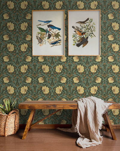 product image for Pimpernel Garden Peel & Stick Wallpaper in Meadow Green & Amber 88