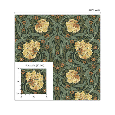 product image for Pimpernel Garden Peel & Stick Wallpaper in Meadow Green & Amber 52