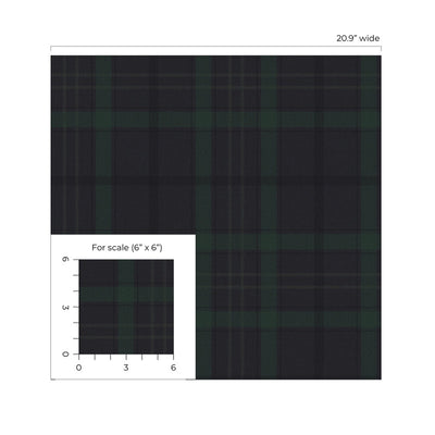 product image for Tailor Plaid Peel & Stick Wallpaper in Dark Blue & Evergreen 46