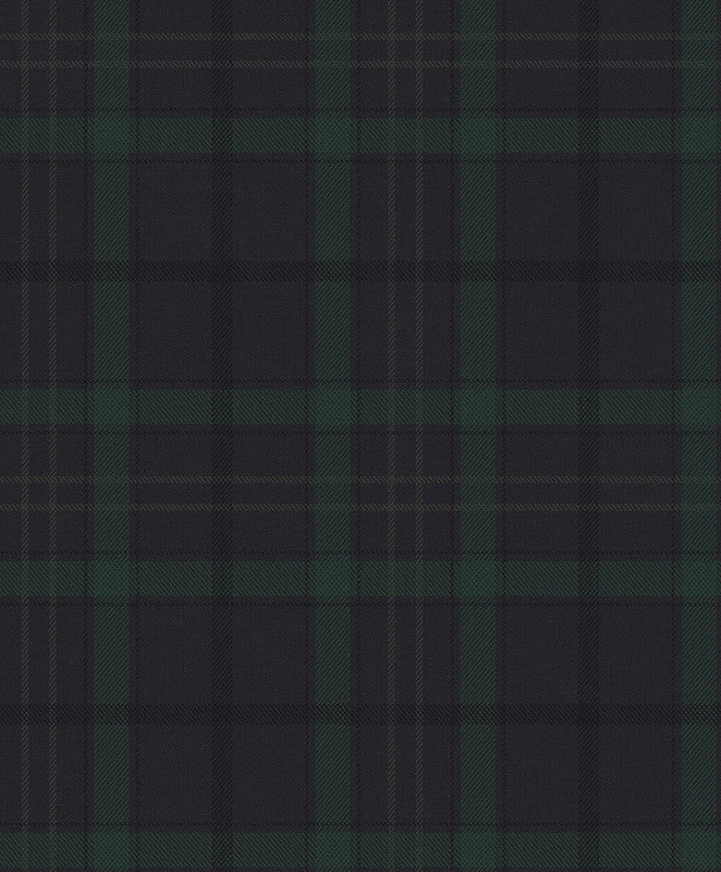 media image for Tailor Plaid Peel & Stick Wallpaper in Dark Blue & Evergreen 25