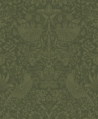 product image for Tonal Bird Garden Peel & Stick Wallpaper in Moss Green 48