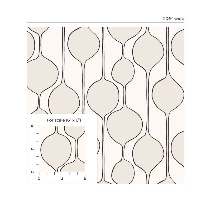 media image for Bubble Stripe Peel & Stick Wallpaper in Marshmallow 248